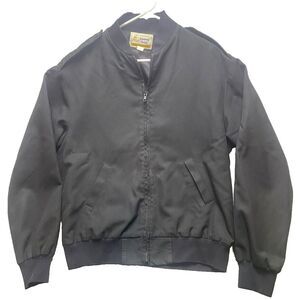 VTG Marlow White Jacket Adult‎ Large Black Zip Up Bomber Academy Series USA Mens